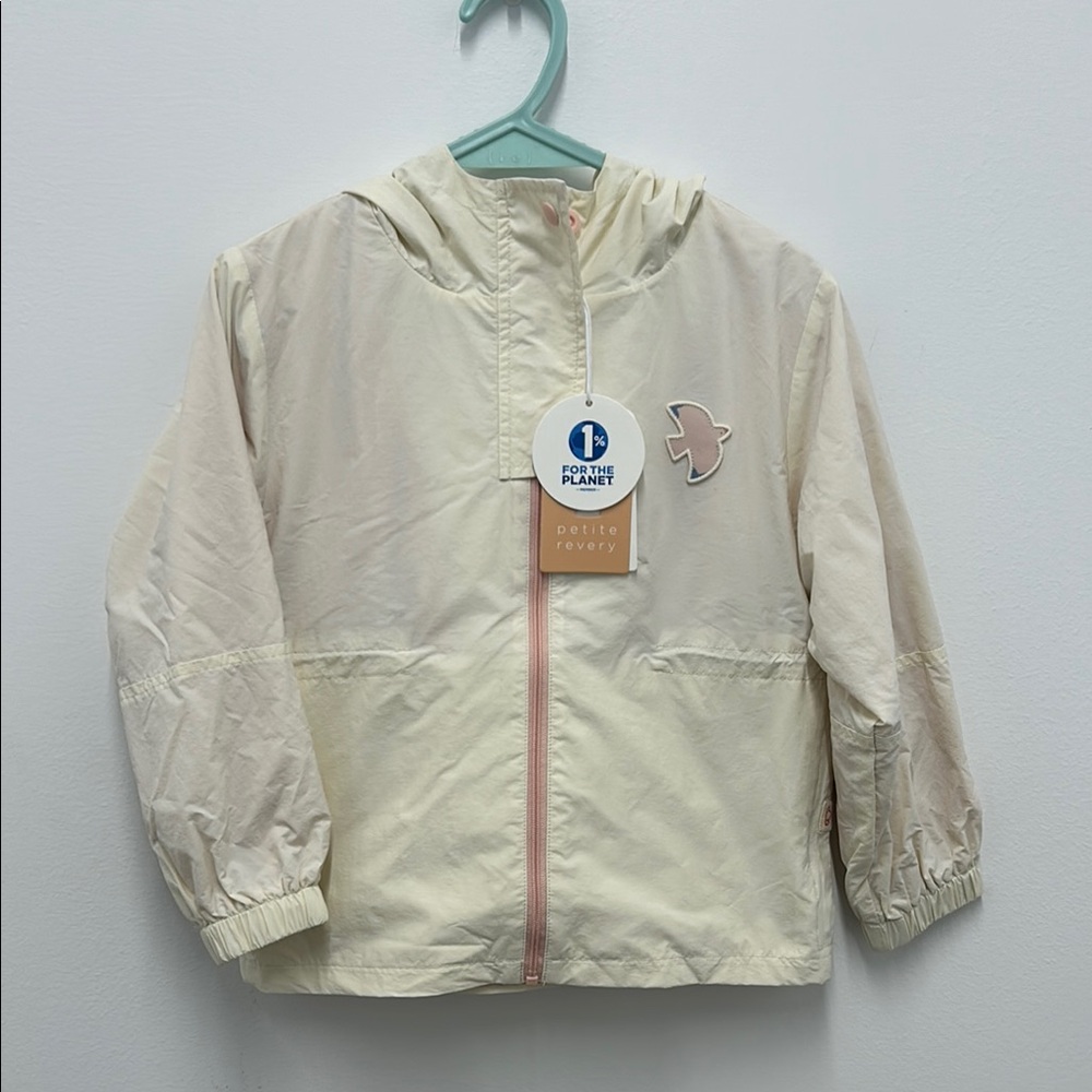 Cream Hooded windbreaker Jacket with Bird Logo